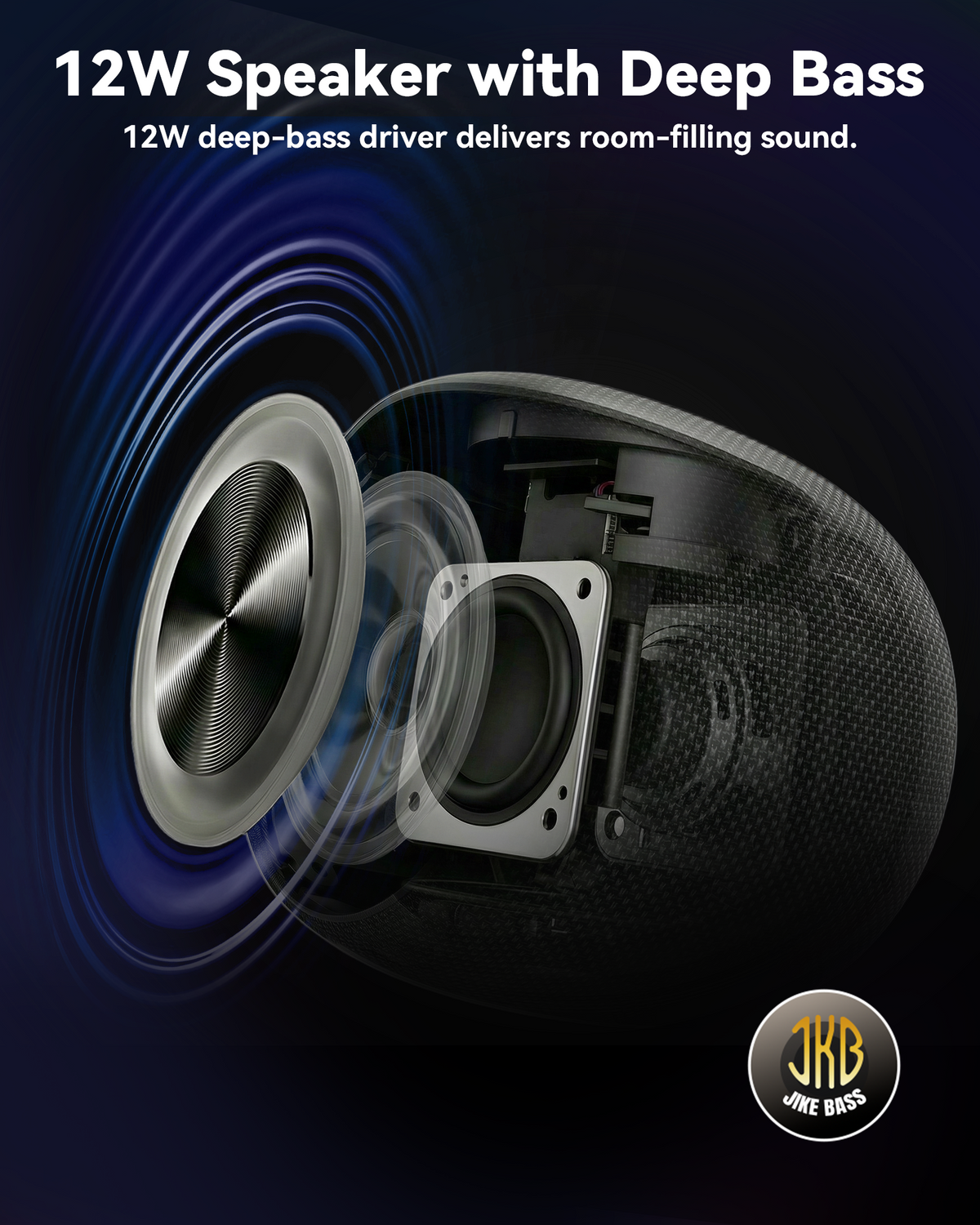 BassBloom Room 3 Portable Bluetooth Speaker, IPX6 Waterproof,12W JIKE BASS Powerful Stereo Sound with RGB Lights, TWS Pairing, Bluetooth 5.4, Great Gift Idea for on Any Surface at Home