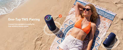 BassBloom Roar 3 Portable Bluetooth Speaker,20W Powerful Sound with JIKE Bass,IPX6 Waterproof,24H Playtime,Bluetooth 5.4,RGB Lights,Wireless TWS Pairing,Outdoor for Camping and Beach