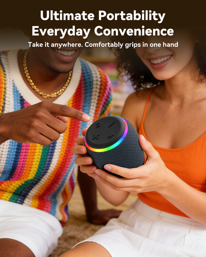 BassBloom Room 3 Portable Bluetooth Speaker, IPX6 Waterproof,12W JIKE BASS Powerful Stereo Sound with RGB Lights, TWS Pairing, Bluetooth 5.4, Great Gift Idea for on Any Surface at Home